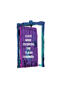 a purple door with the words click here to enter flash chamber