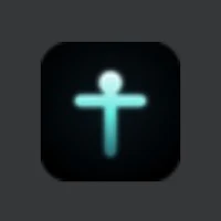 a blue cross icon on a black background