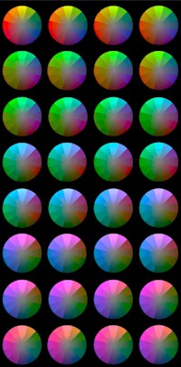a set of colorful circles on a black background