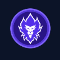 a purple circle with a lion's head on it