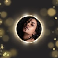 an image of a woman with a golden background