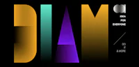 a poster with the words'diam'on a black background