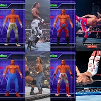 wwe wrestlers are shown in different poses