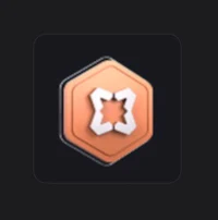 a hexagonal icon on a black background