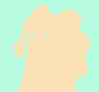 a silhouette of a woman's head on a green background