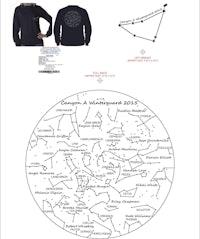 a shirt with a map of the constellations on it