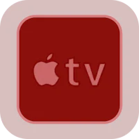 the apple tv logo on a red square