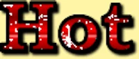 the word hot in red on a yellow background