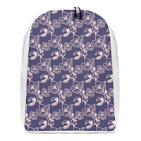 a purple and pink floral pattern backpack