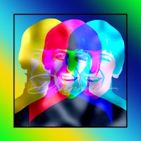 the beatles in a colorful abstract painting