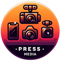 the press media logo with a camera, phone, and camera