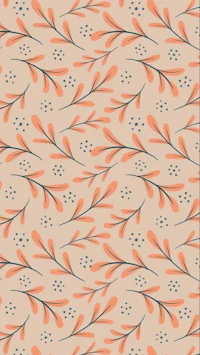 a pattern of leaves and branches on a beige background