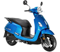 a blue scooter is shown against a white background