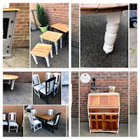 a collage of pictures showing different furniture