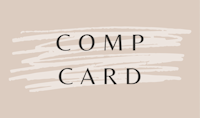 the word comp card on a beige background