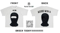a black and white t - shirt with a black bear on it
