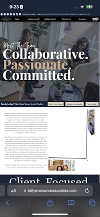 a screenshot of a website with the words collaborative, passionate and committed