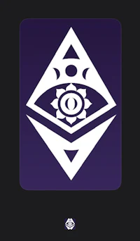 a purple and white logo with an eye in the middle