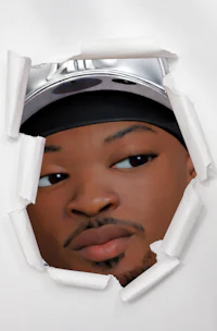 an image of a man through a piece of paper