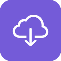 a cloud icon on a purple square