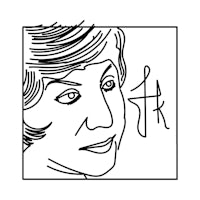 a black and white drawing of a woman's face