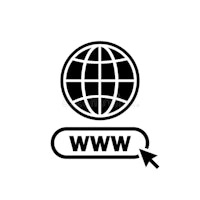 a black icon with a globe and an arrow pointing to it stock illustration