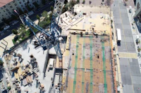 an aerial view of a construction site