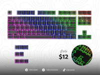 a computer keyboard with different colored keys