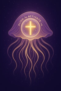 an illustration of a jellyfish with a cross on it