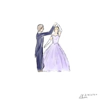 a drawing of a man and woman dancing