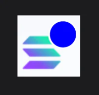a blue and purple logo with a circle in the middle