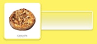 a picture of a pizza on a yellow background