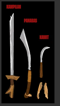 four different types of knives are shown on a black background