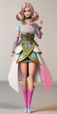 a 3d model of a girl in a pink outfit
