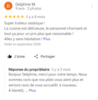 a google review for a restaurant in france