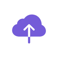 a purple cloud with an arrow pointing up