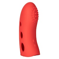 a red vibrating toy on a white background