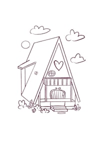 a drawing of a house with a heart on it
