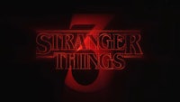 the logo for stranger things 5 is shown on a black background