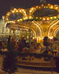 a carousel in a park
