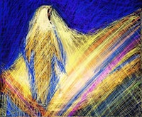 a drawing of a person in the sky