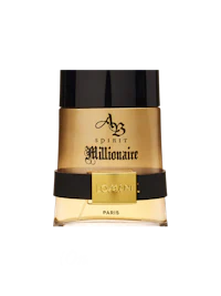a bottle of millionaire perfume on a black background