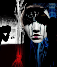 a black and white image of a man and a woman