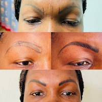 before and after pictures of a woman's eyebrows