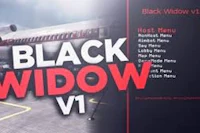 black widow v1 with an airplane in the background