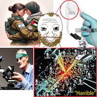a picture of a man with a microscope and a woman with a microscope