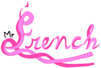 a pink ribbon with the word french on it