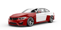 a red and white bmw m4 coupe
