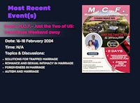 a flyer with the words most recent event