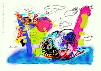 a colorful drawing of a boat in the water
